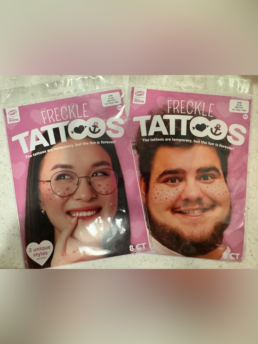 Freckle Tattoos Temporary Stick-On Tattoos - Pink (8 CT)